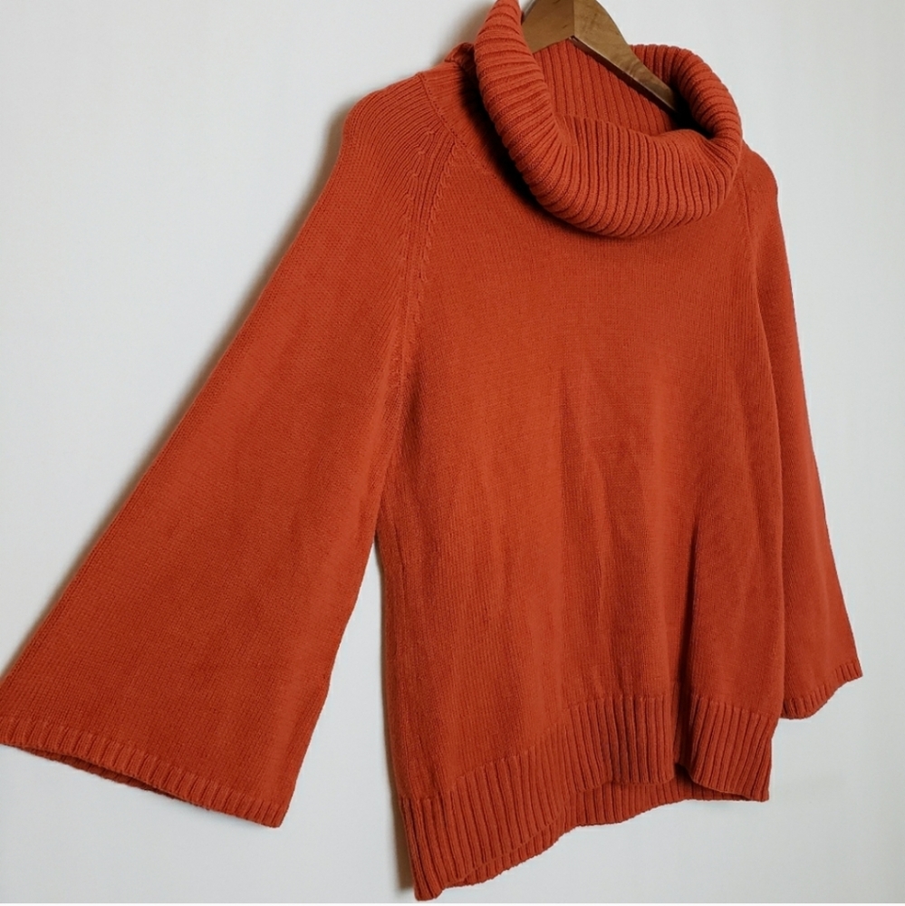 VINTAGE 70s FLARE SLEEVE COWL NECK SWEATER M / L - Picture 2 of 6